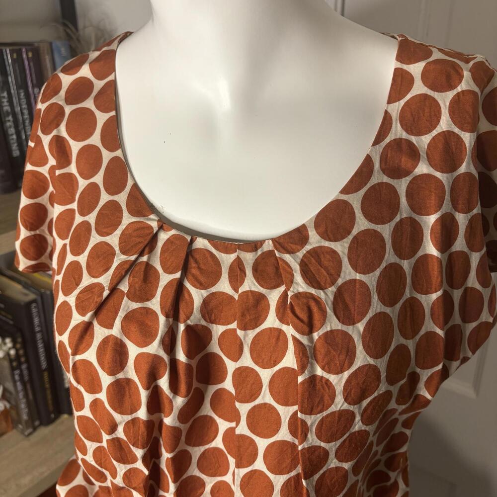Boden 6 Cream & Rust Polka Dot Blouse - Picture 4 of 7